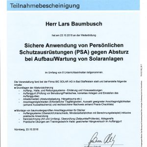 Teilnahmebescheinigung_TÜVRheinland_Schutzausrüstung_Baumbusch,Lars-1